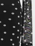 Ladies Polka Dot Slip Lining Sheer Mesh Maxi Dress