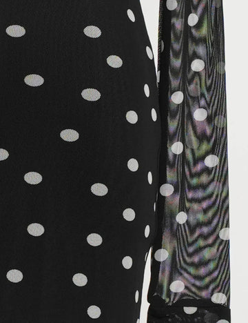 Ladies Polka Dot Slip Lining Sheer Mesh Maxi Dress（副本）