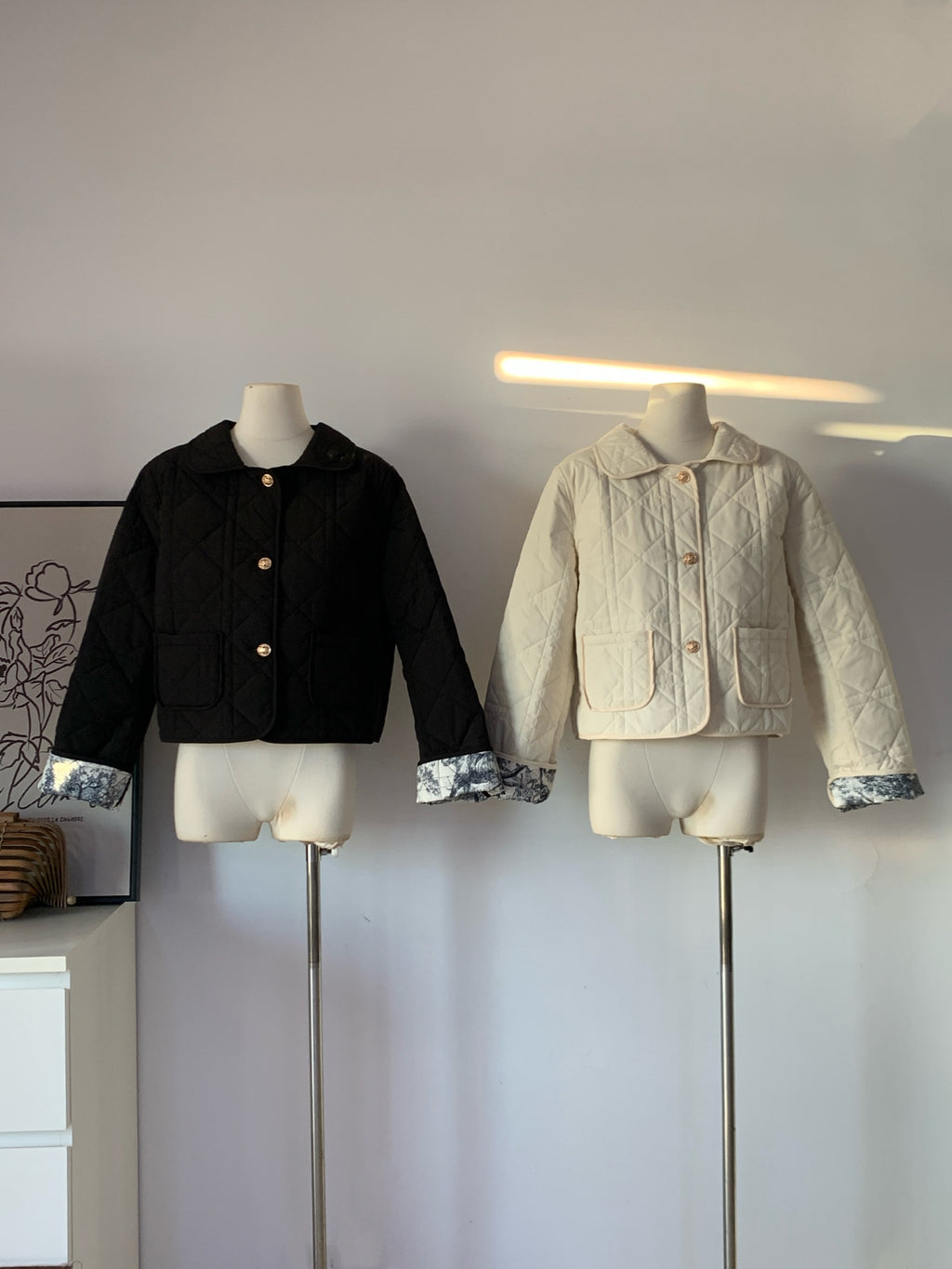 Ladies Reversible Quilted Collar Jacket