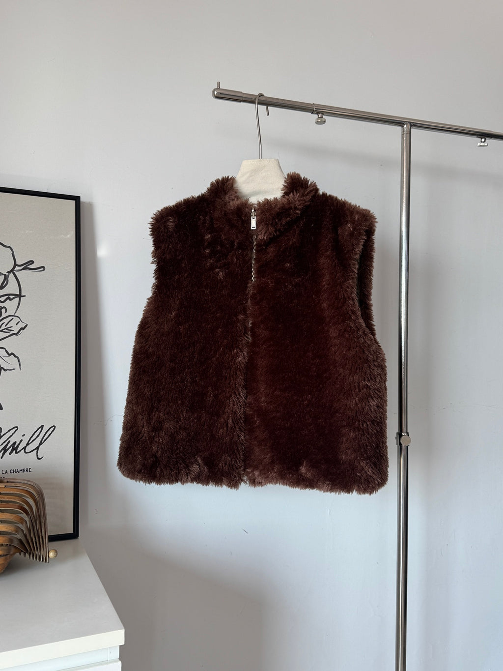 Reversible Faux Fur Stand-Collar Vest (Two-Way Wear)
