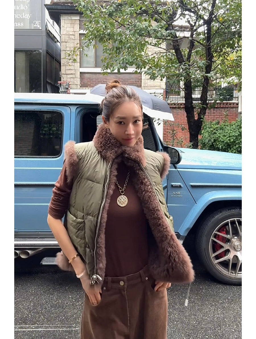 Reversible Faux Fur Stand-Collar Vest (Two-Way Wear)