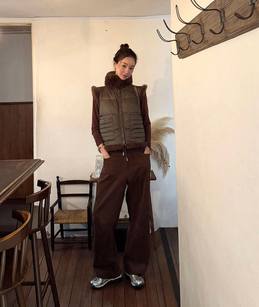 Reversible Faux Fur Stand-Collar Vest (Two-Way Wear)