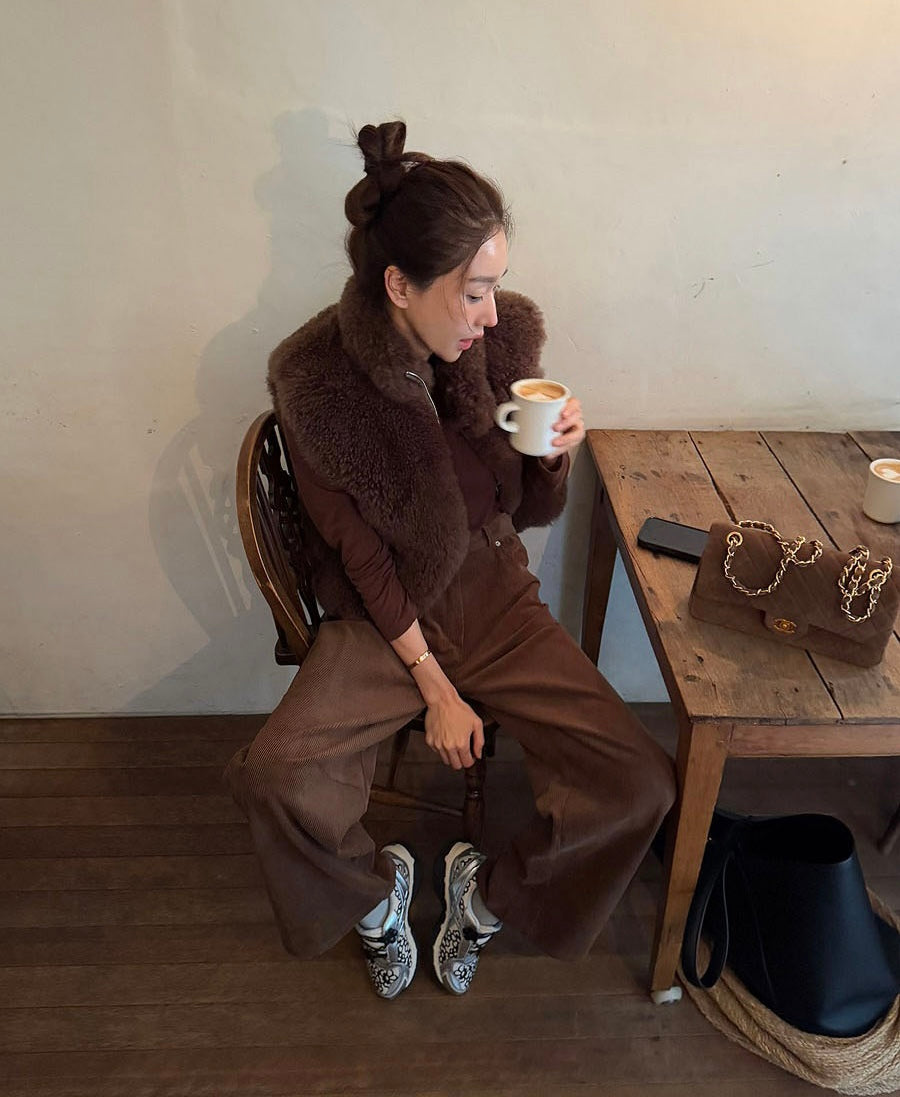 Reversible Faux Fur Stand-Collar Vest (Two-Way Wear)