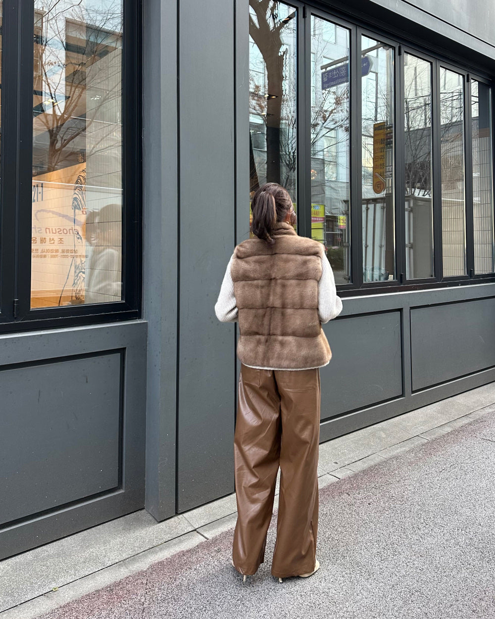Ladies Faux Fur Paneled Knit Jacket