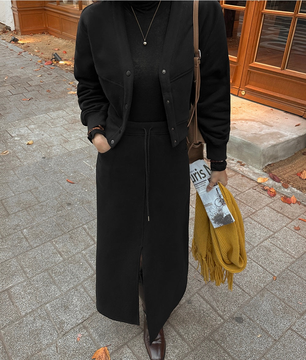 Ladies Fleece Lined Fleece Sweatshirt + Maxi Skirt Set