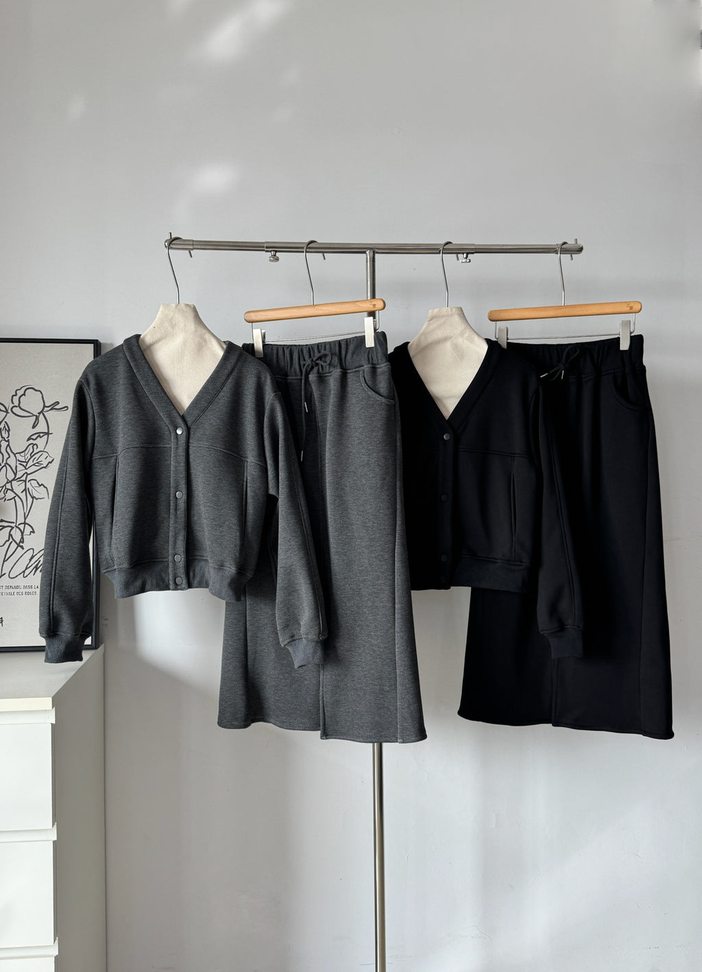 Ladies Fleece Lined Fleece Sweatshirt + Maxi Skirt Set