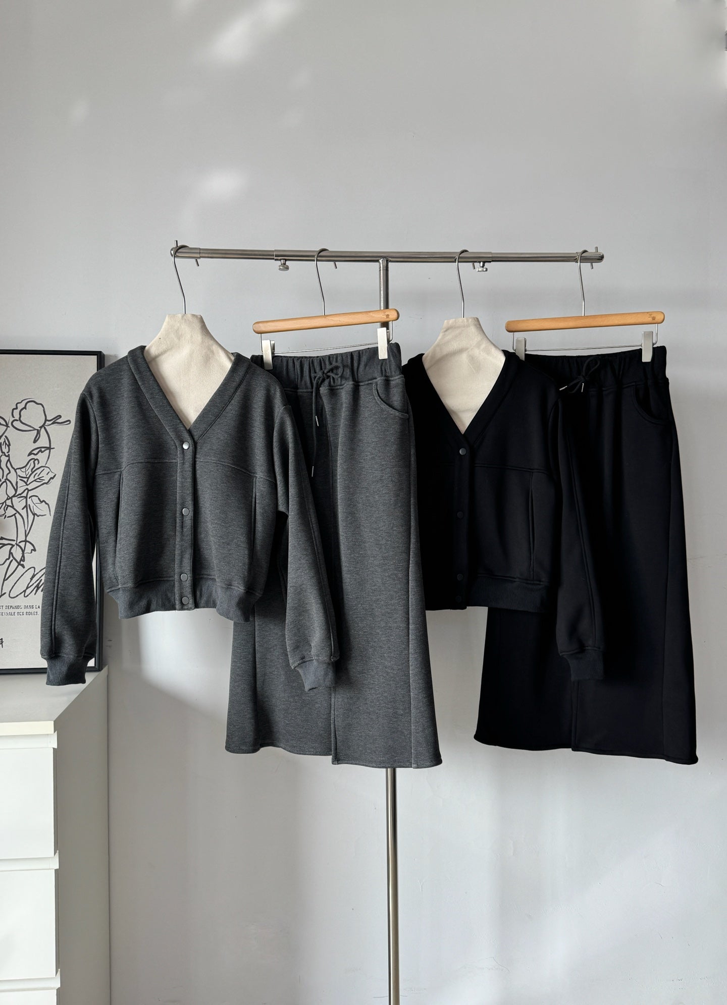Ladies Fleece Lined Fleece Sweatshirt + Maxi Skirt Set