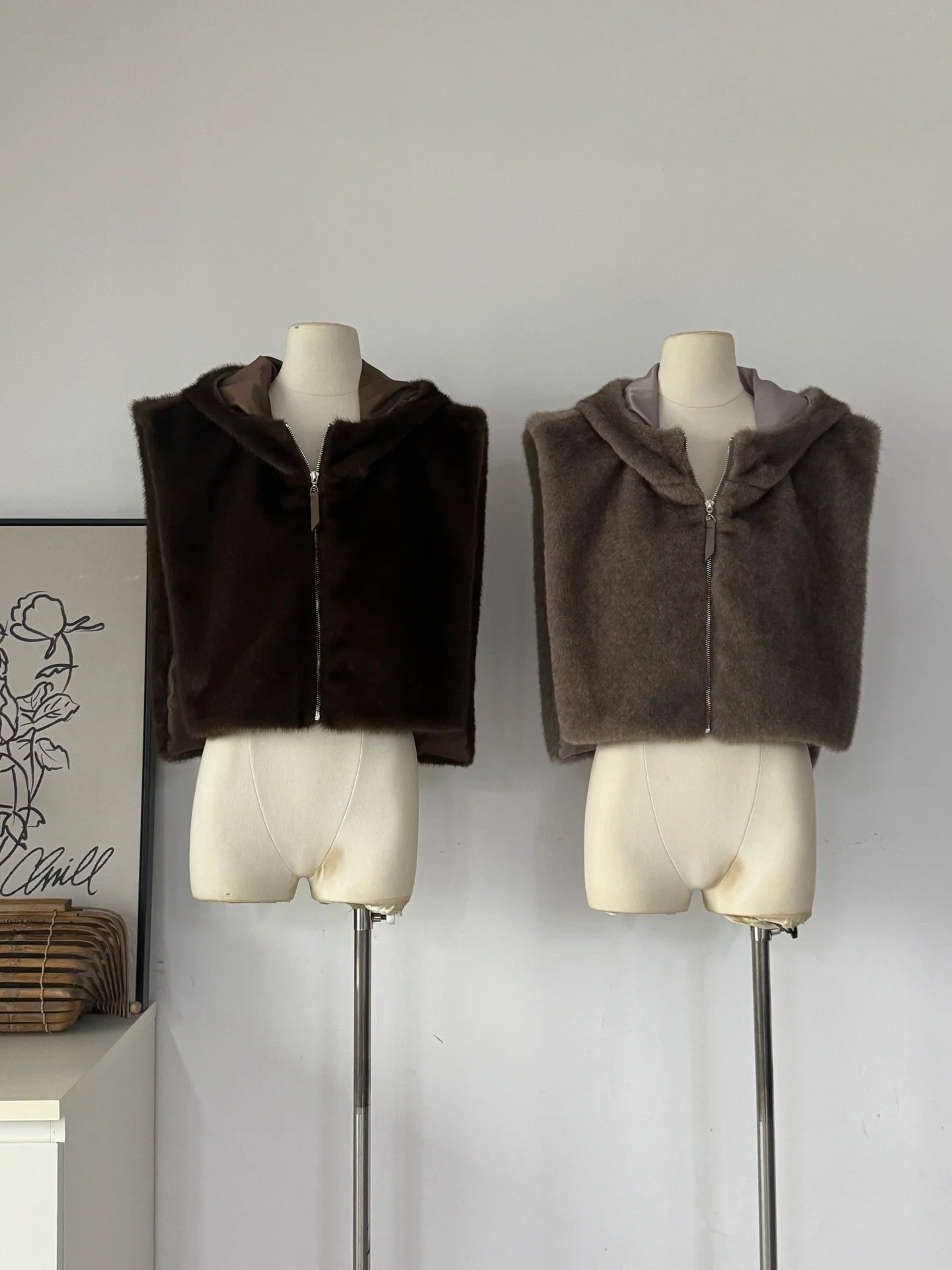 Ladies Faux Fur Hooded Sleeveless Vest