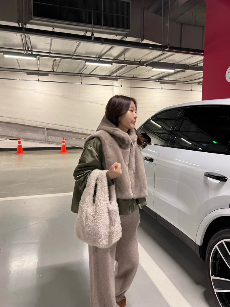 Ladies Faux Fur Hooded Sleeveless Vest