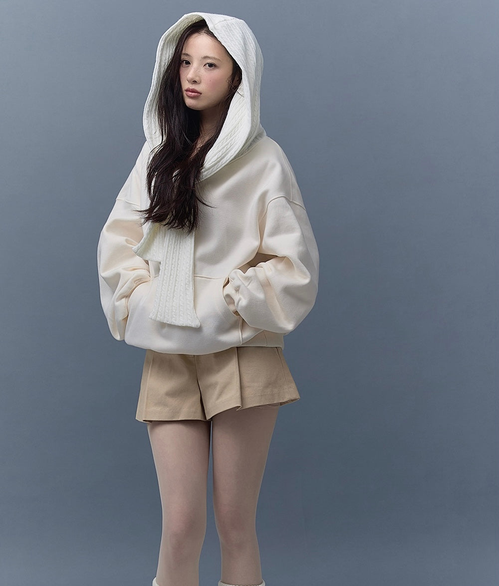 Ladies Off-Shoulder Hooded Sweatshirt with Scarf Hood