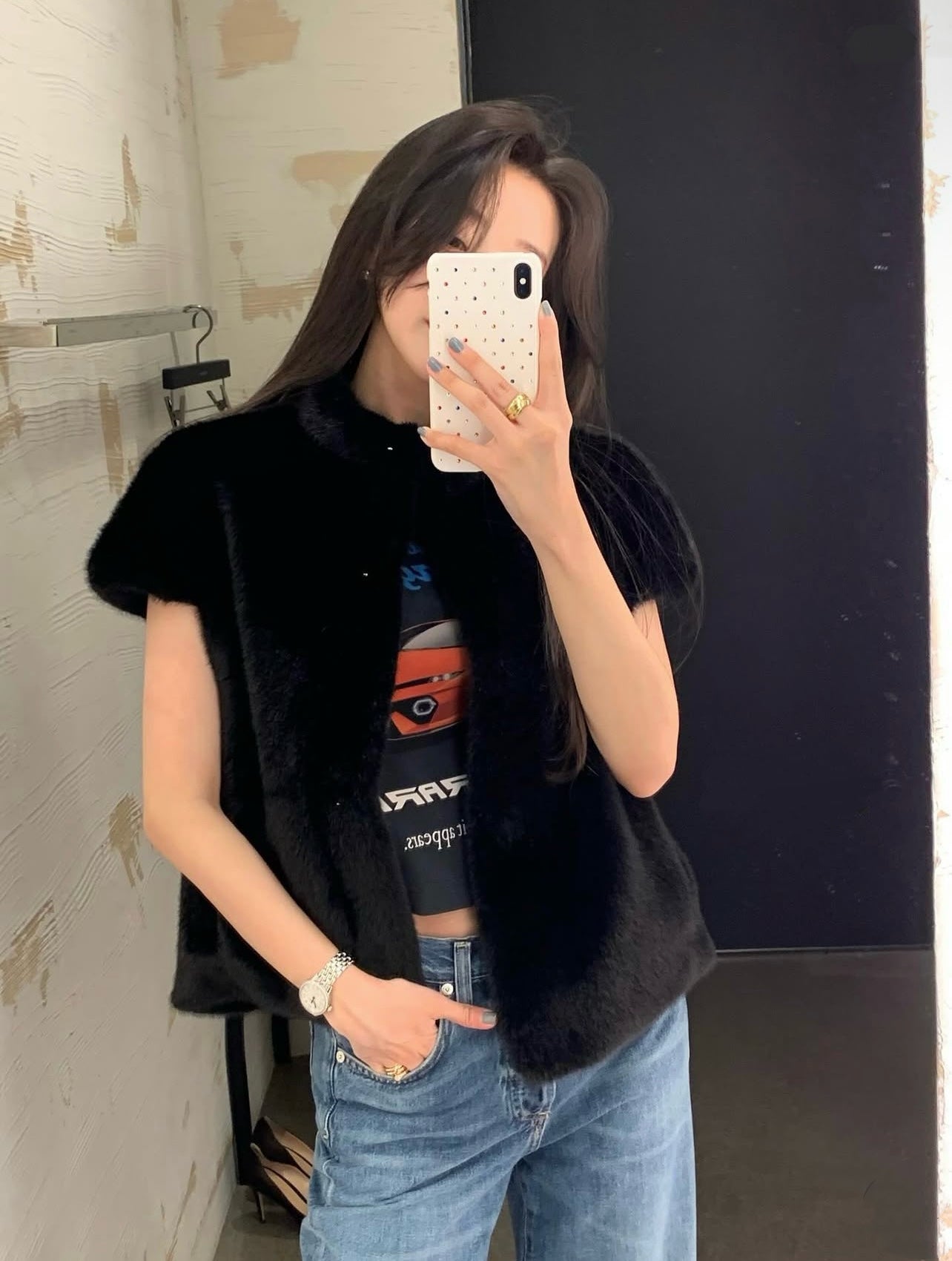 Ladies Faux Fur Sleeveless Vest