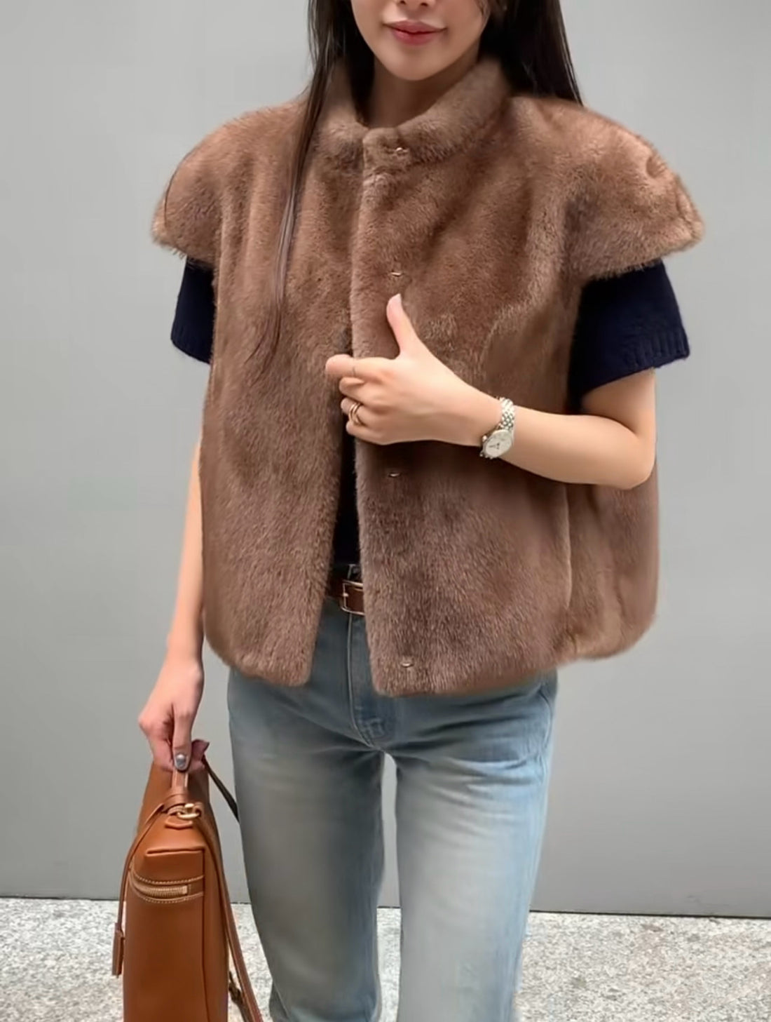 Ladies Faux Fur Sleeveless Vest