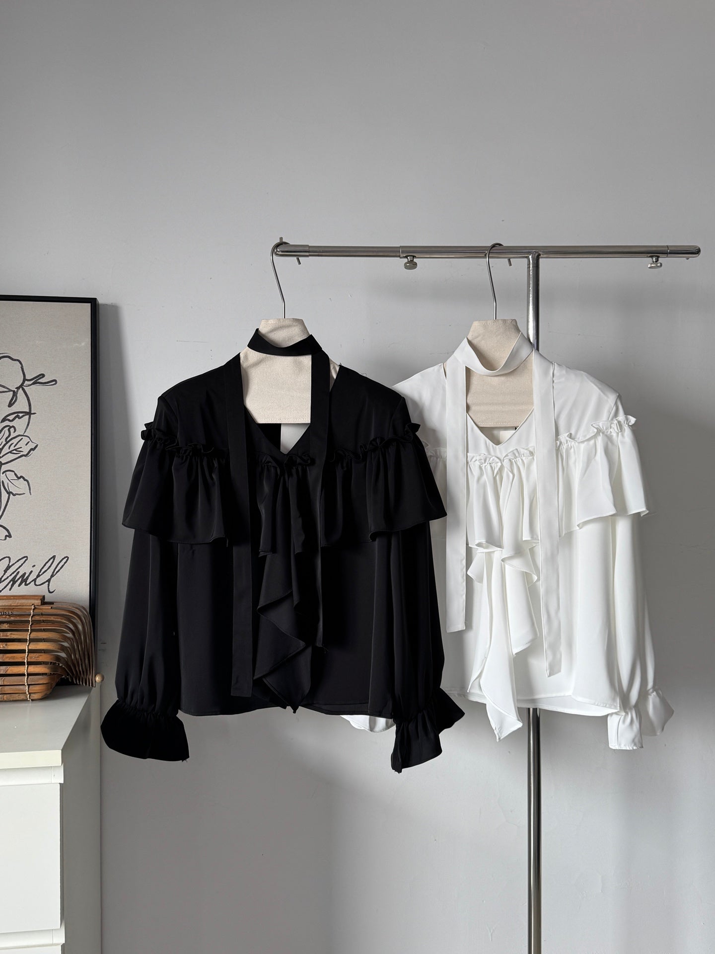 Ladies Ruffled Halter Neck Satin Blouse