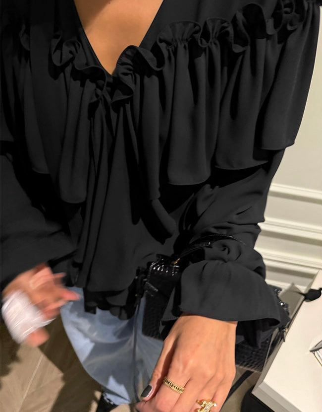 Ladies Ruffled Halter Neck Satin Blouse