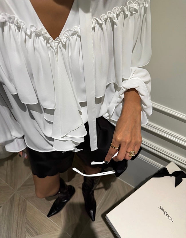 Ladies Ruffled Halter Neck Satin Blouse