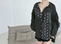 Ladies Contrast Panel Textured Oversized Shirt