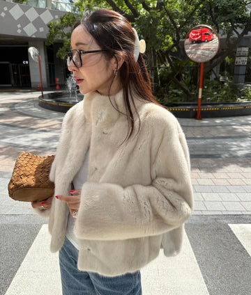 Ladies Faux Fur Stand-Collar Oversized Jacket