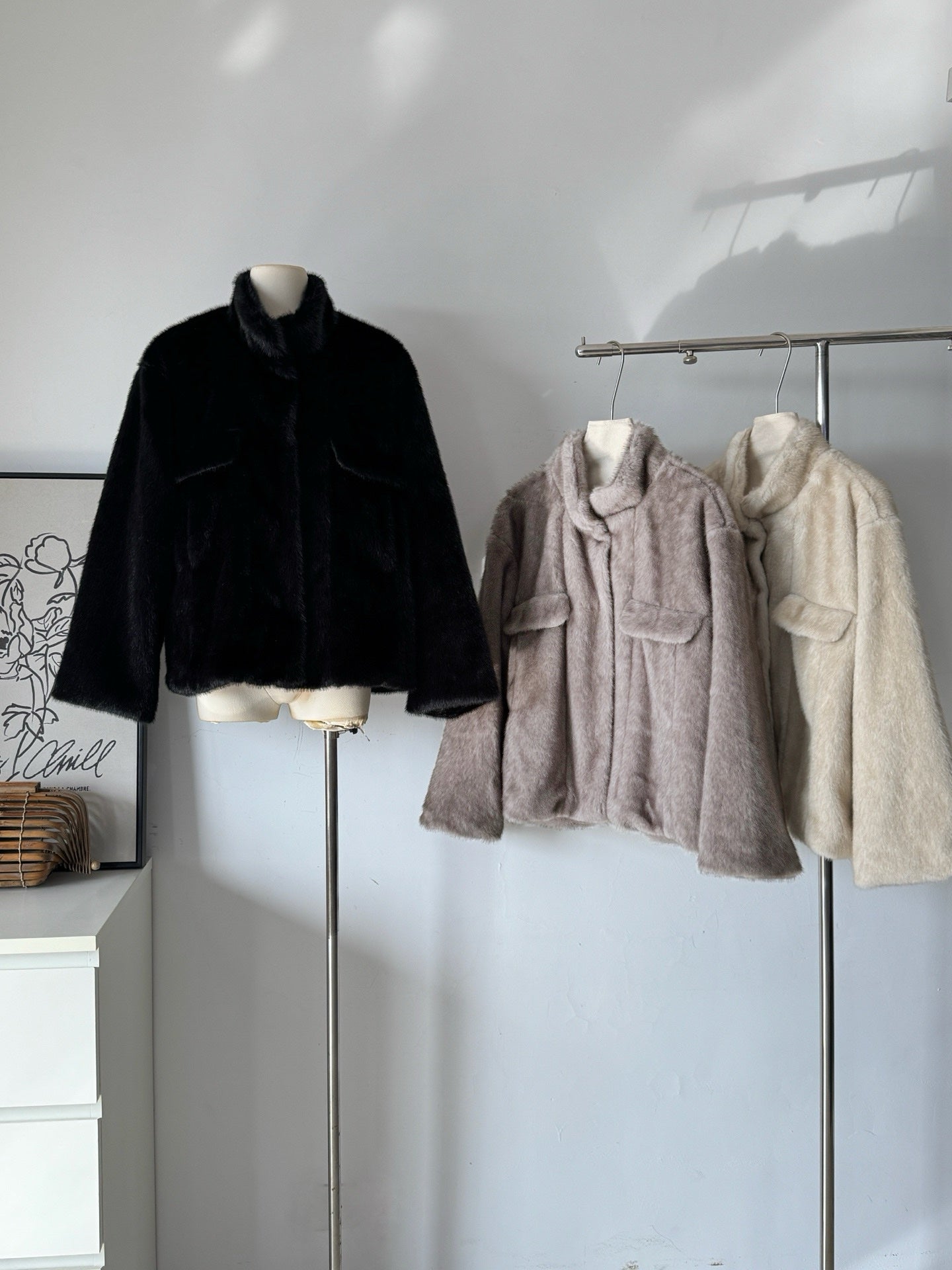 Ladies Faux Fur Stand-Collar Oversized Jacket