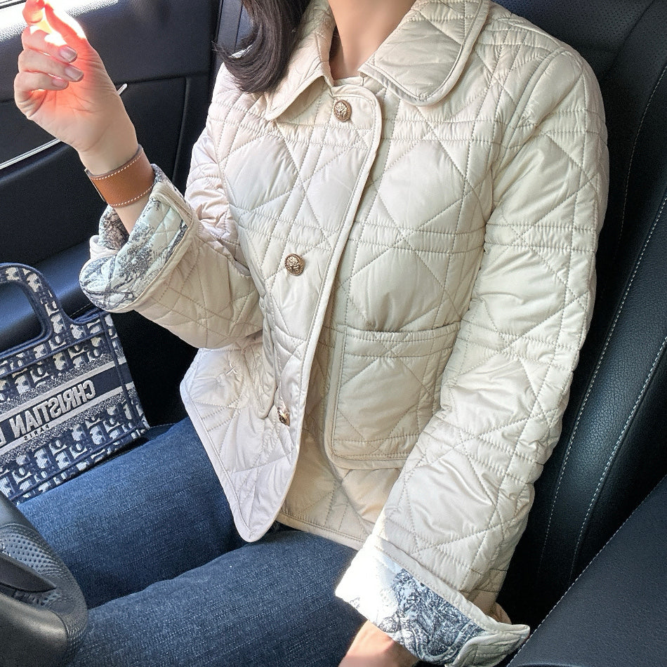 Ladies Reversible Quilted Collar Jacket