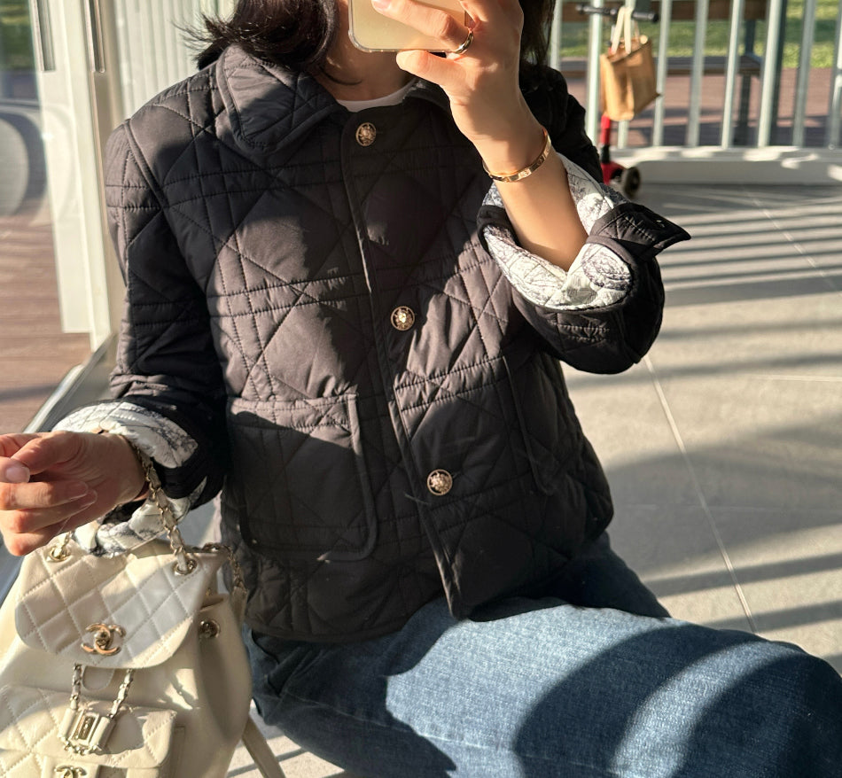 Ladies Reversible Quilted Collar Jacket