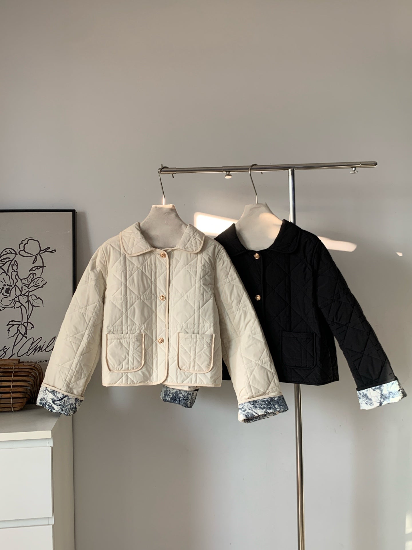 Ladies Reversible Quilted Collar Jacket