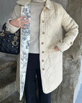 Ladies Reversible Quilted Longline Collar Coat