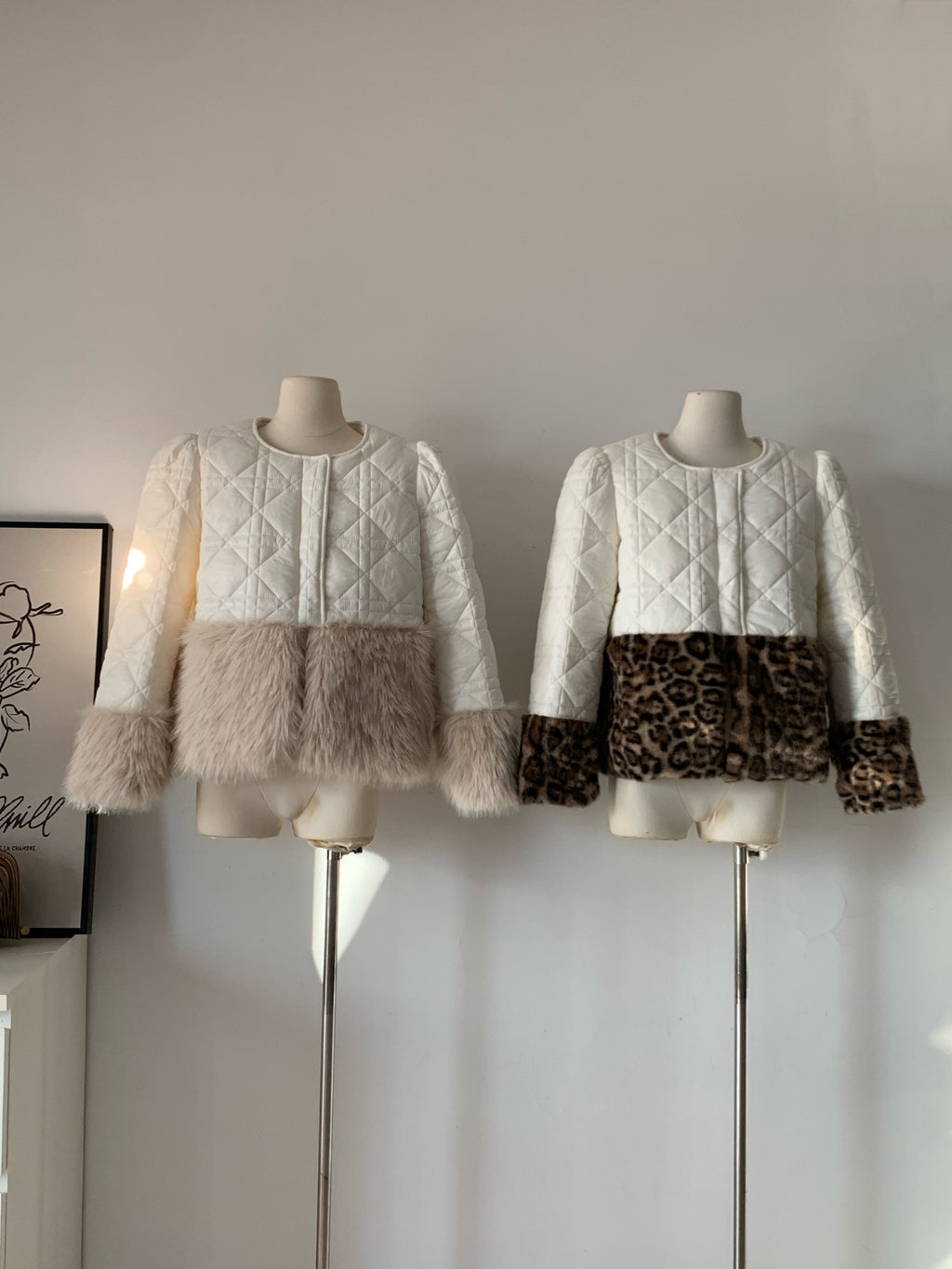 Ladies Quilted Contrast Trim Cropped Jacket