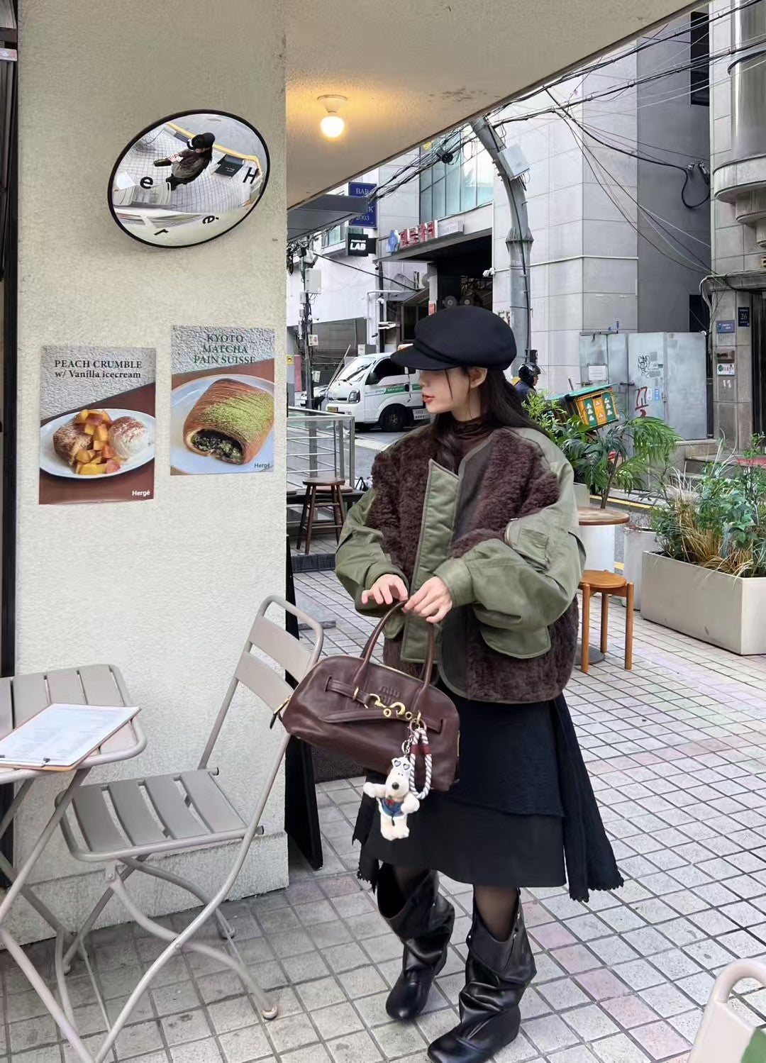 Ladies Sherpa & Nylon Contrast Panel Jacket