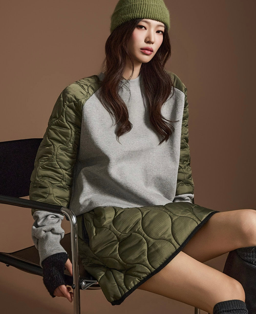 Ladies Quilted Panel Sweatshirt & Skirt Set