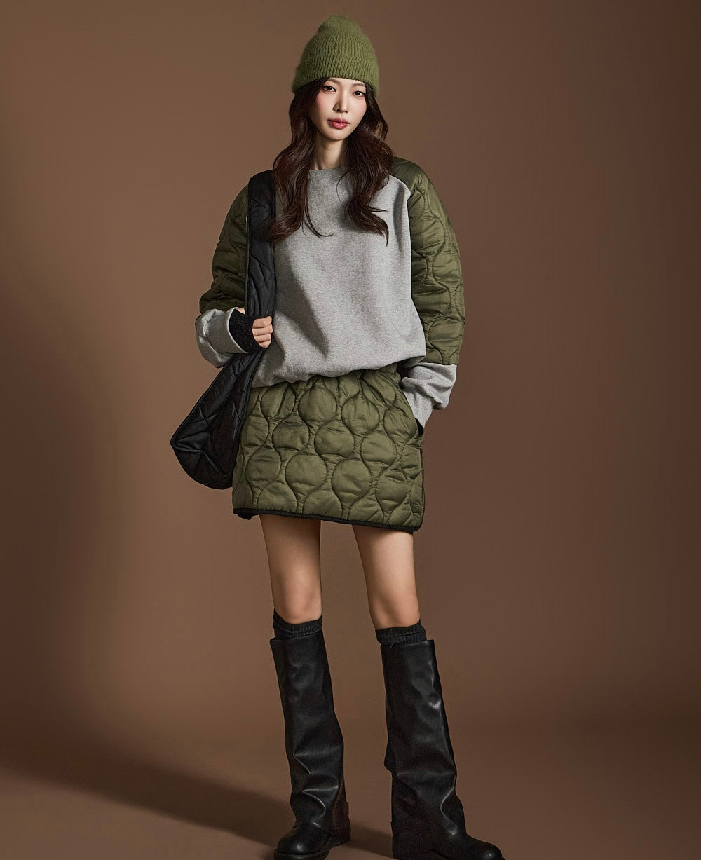 Ladies Quilted Panel Sweatshirt & Skirt Set