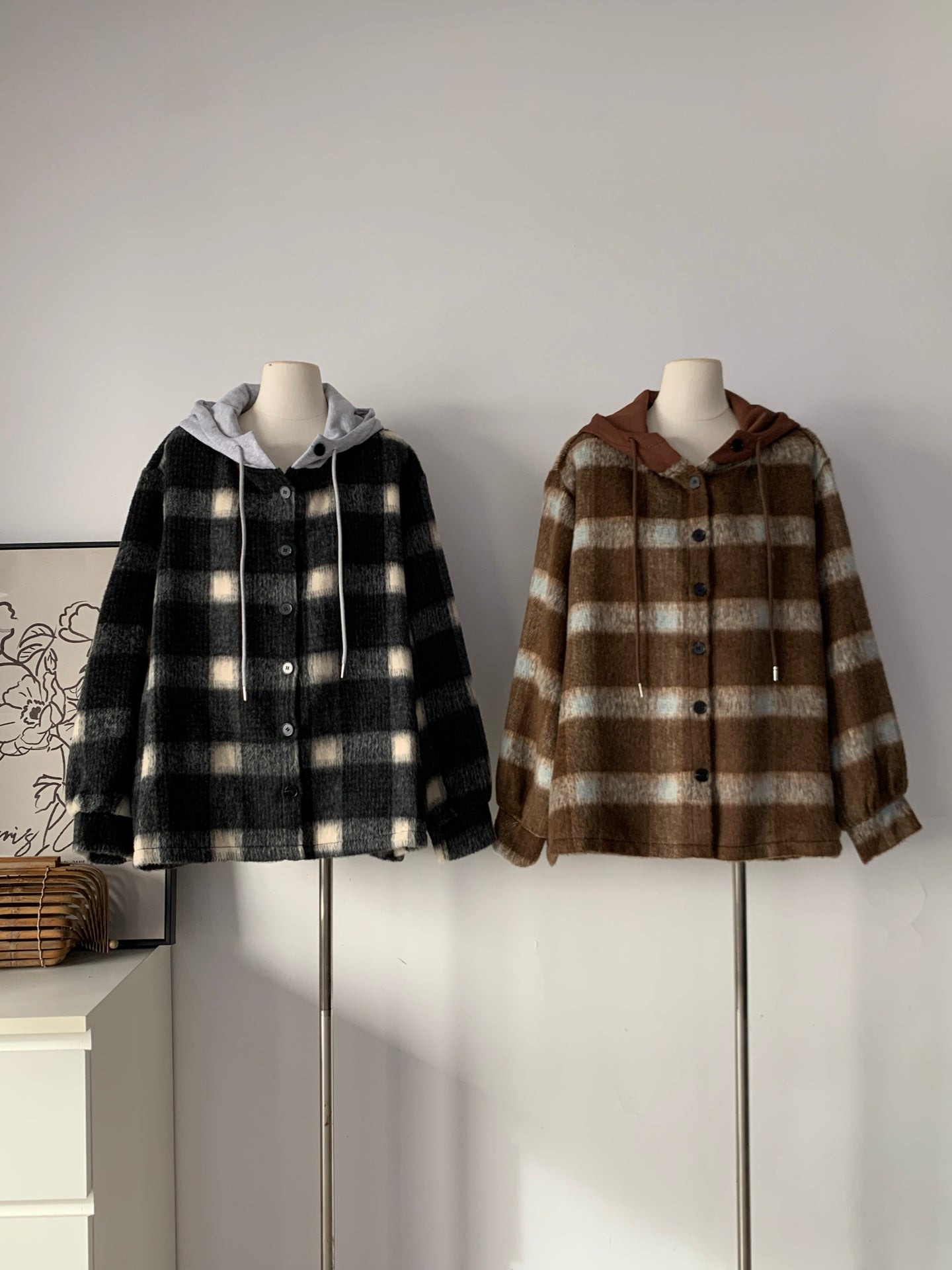 Women's Plaid Fleece Hooded Cardigan (Two Color Options)