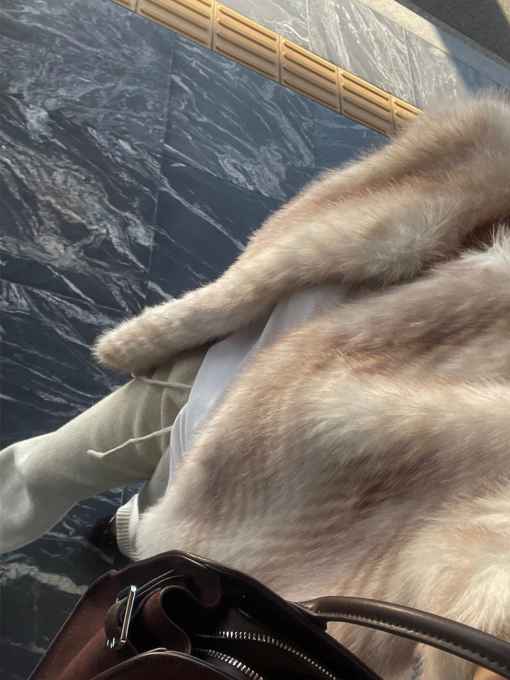 Women's Blush Pink Faux Fur Short-Sleeve Jacket