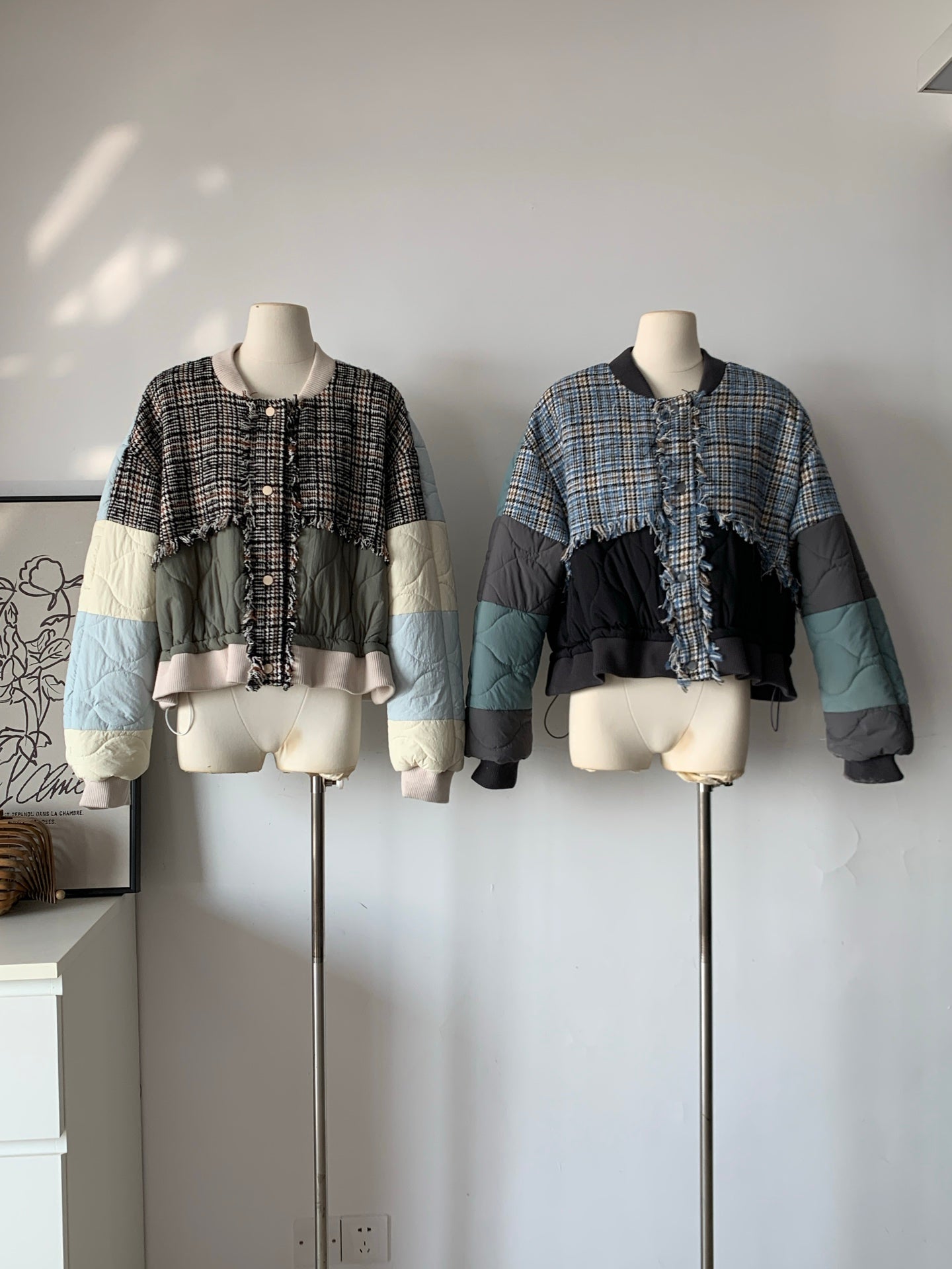 Women's Patchwork Plaid Bomber Jacket (Two Color Options)