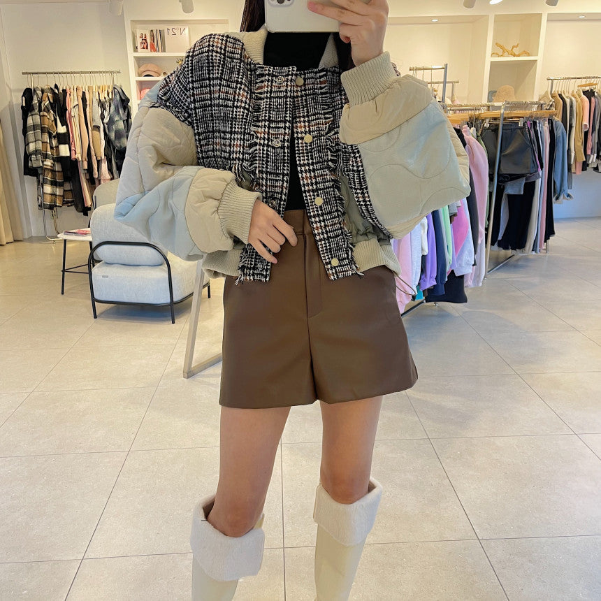 Women's Patchwork Plaid Bomber Jacket (Two Color Options)