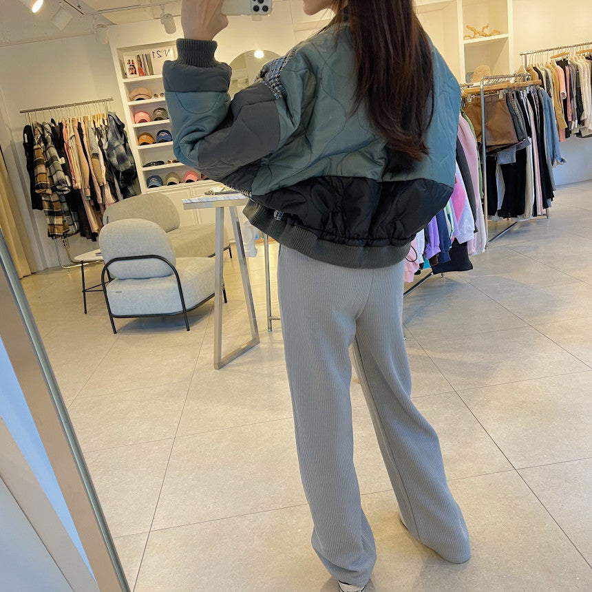 Women's Patchwork Plaid Bomber Jacket (Two Color Options)