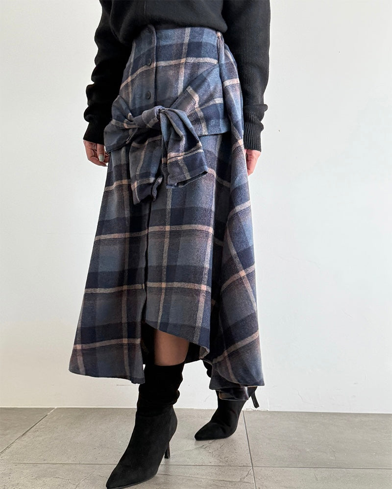 Women's Plaid Wrap Midi Skirt (Two Color Options)