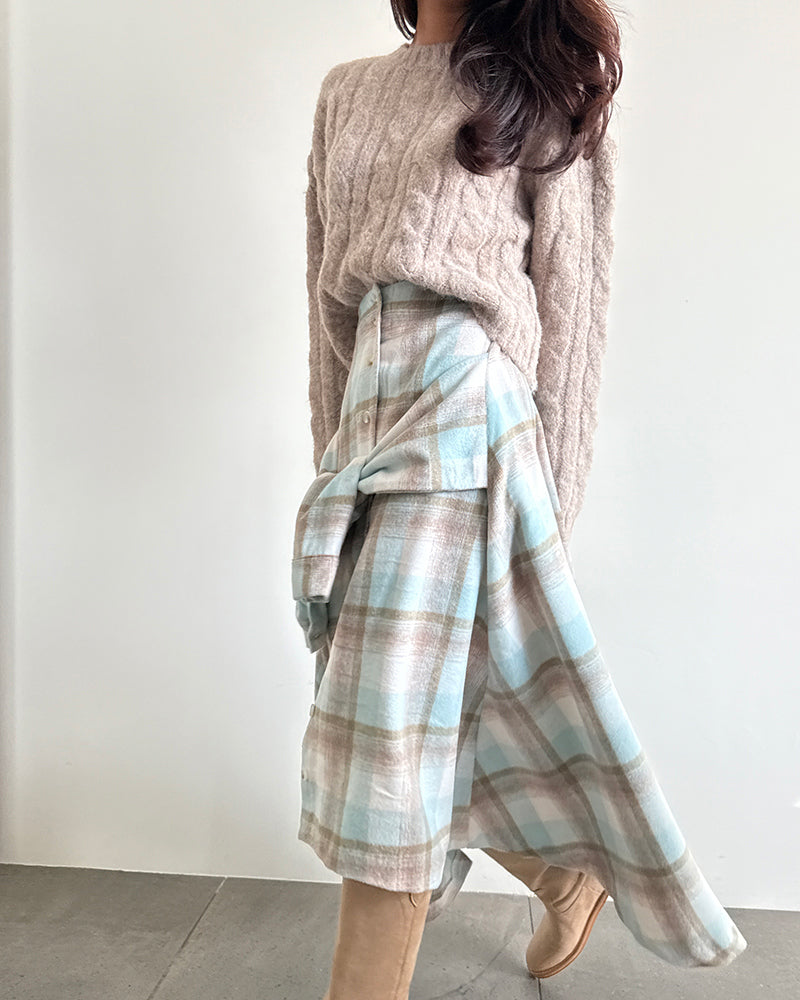 Women's Plaid Wrap Midi Skirt (Two Color Options)