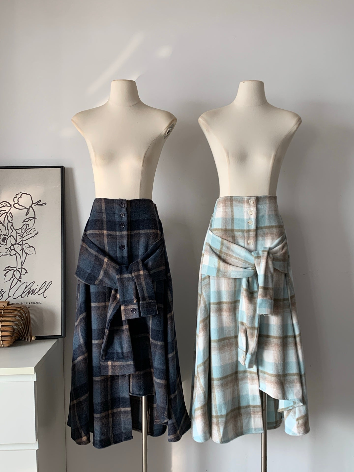 Women's Plaid Wrap Midi Skirt (Two Color Options)