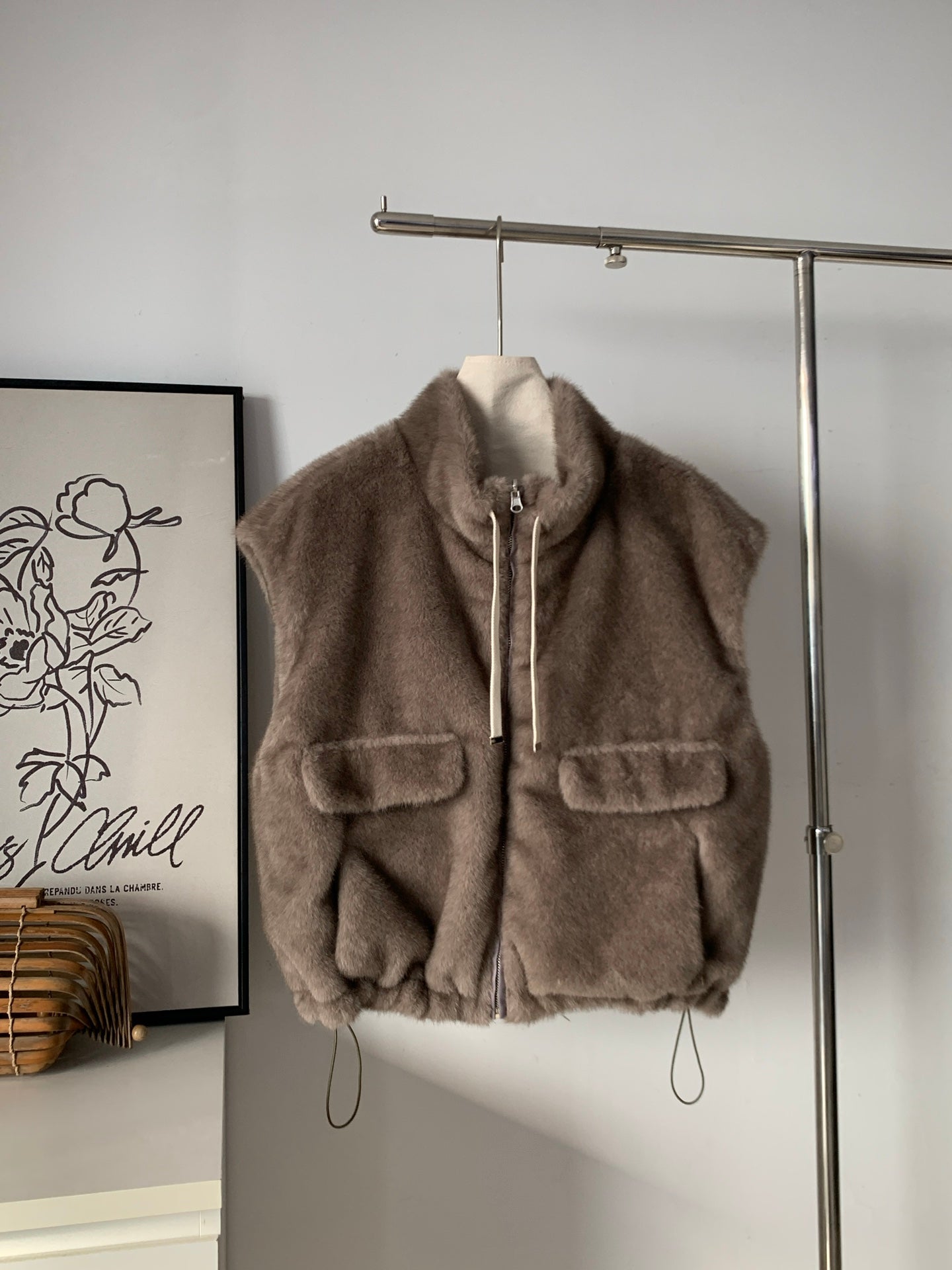 Women's Reversible Faux Fur Gilet (2-in-1 Mocha Brown + Olive Green)