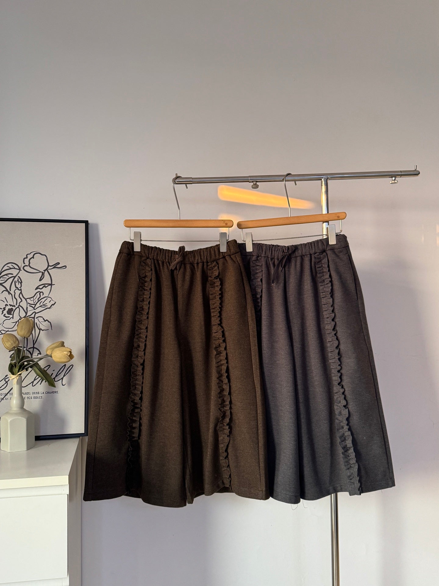 Women's Ruffled Wide-Leg Culottes