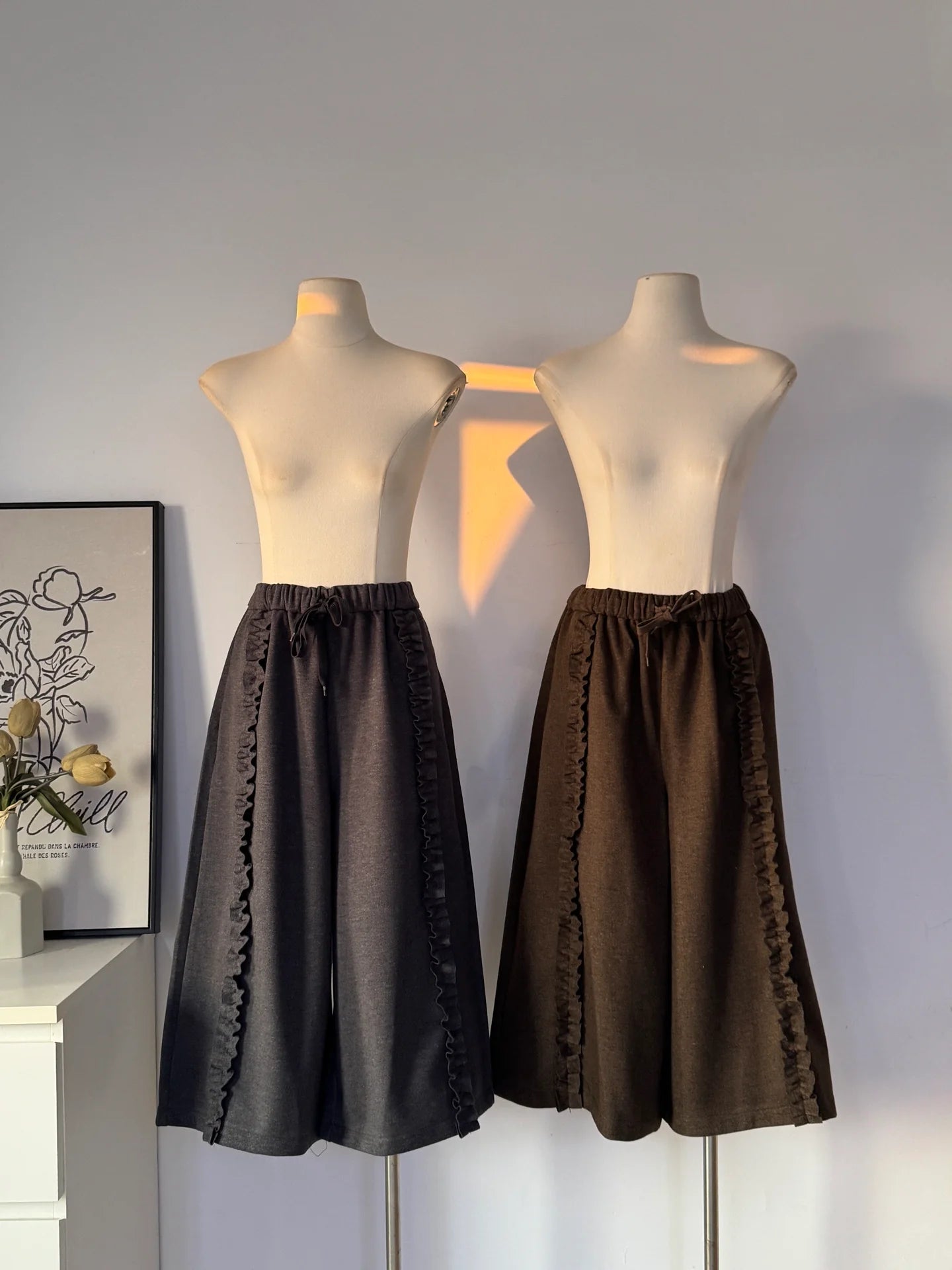 Women's Ruffled Wide-Leg Culottes