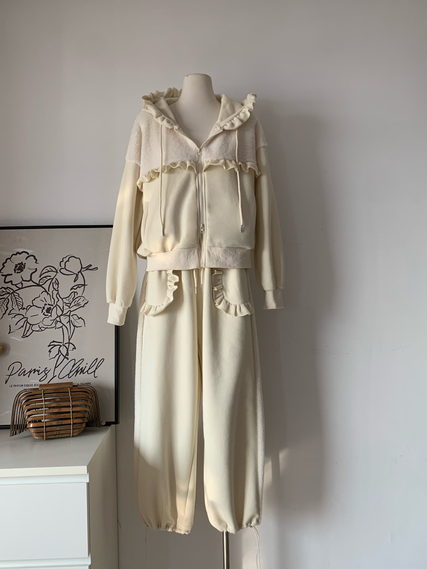 Women's Brushed Fleece Loungewear Set (Hooded Jacket + Wide-Leg Pants)