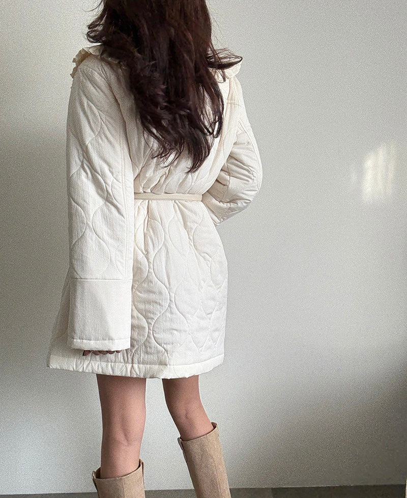 Women's Ruffled Collar Quilted Coat