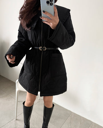 Women's Ruffled Collar Quilted Coat