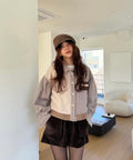 Women's Patchwork Striped Cropped Jacket