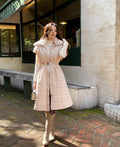 Women's Diamond Quilted Padded Sleeveless Midi Dress with Removable Faux Fur Collar
