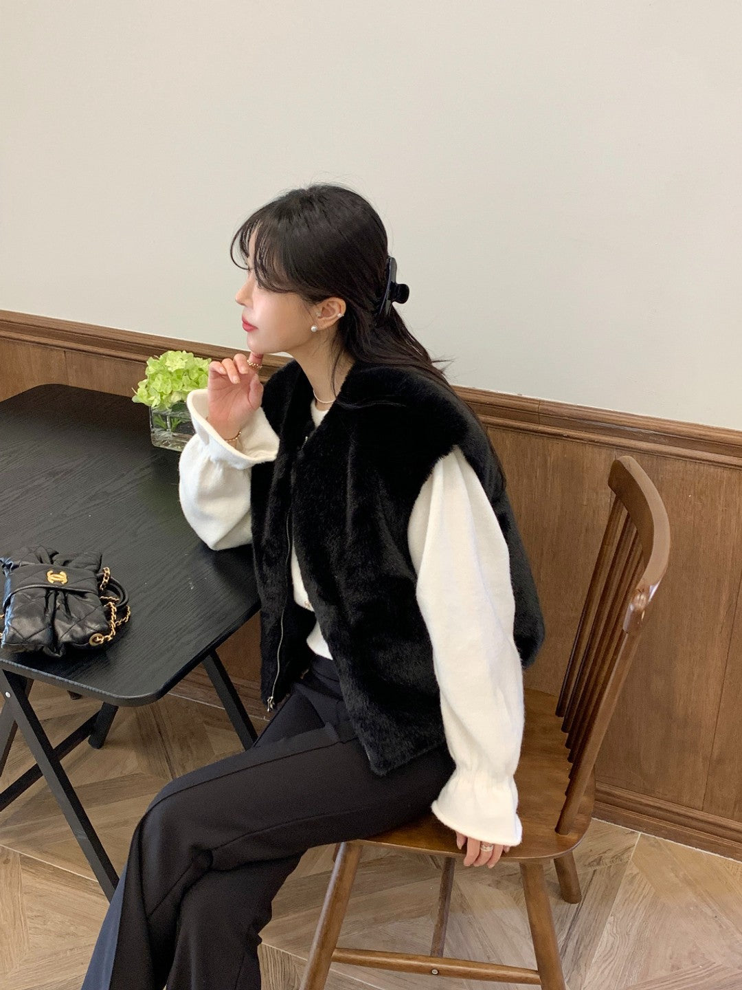 Women's Reversible Quilted & Faux Fur Vest