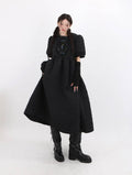 Women's Quilted Embroidered Puff Sleeve Maxi Dress