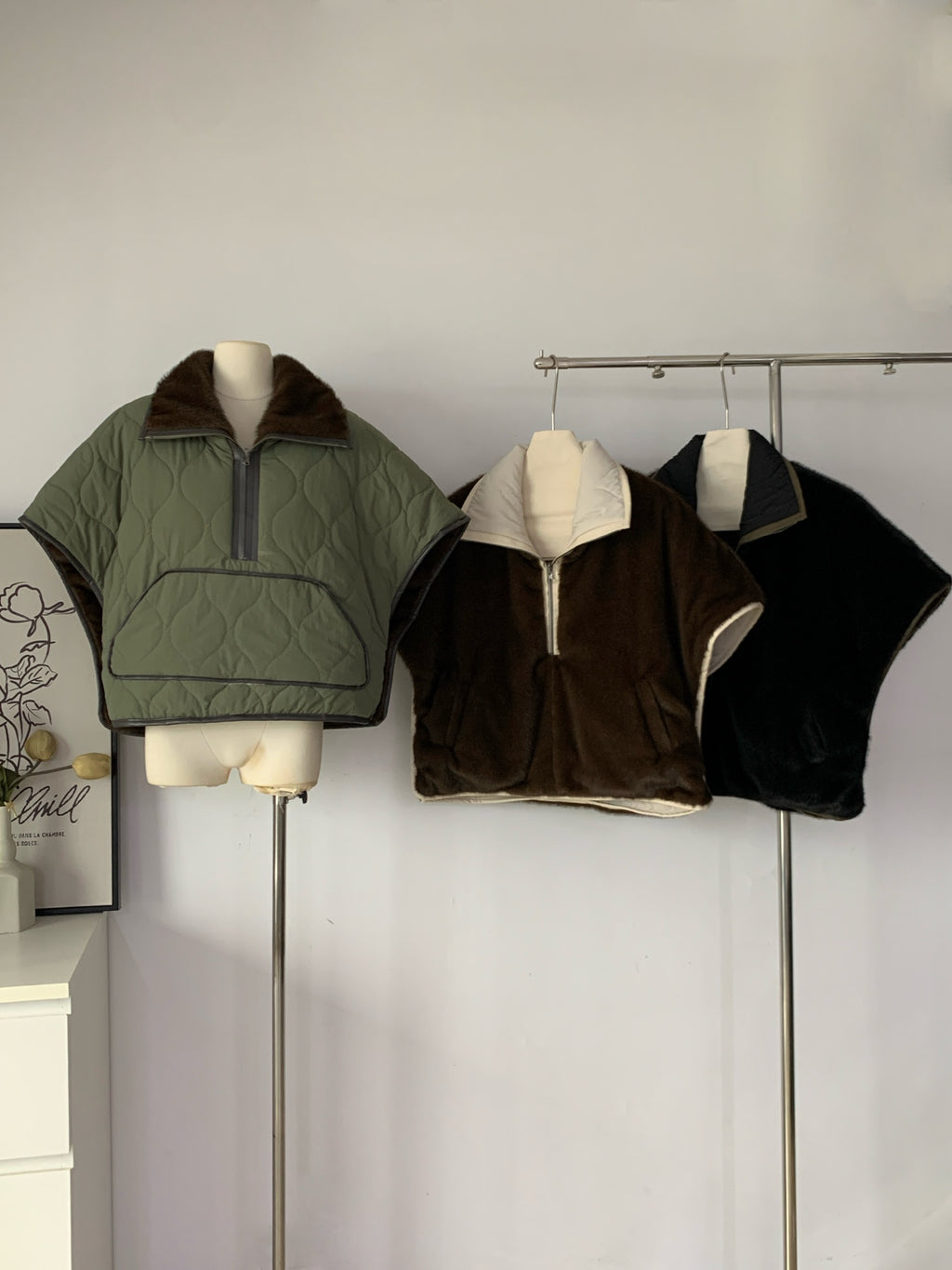 Women's Reversible Quilted & Faux Fur Cape Vest