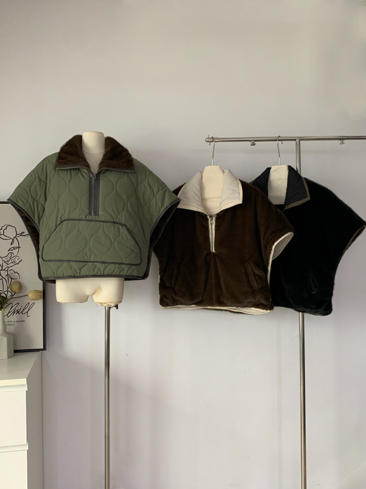 Women's Reversible Quilted & Faux Fur Cape Vest